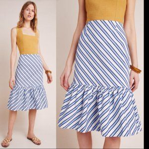 Anthropologie Maeve Ryanne Flounced Midi Skirt